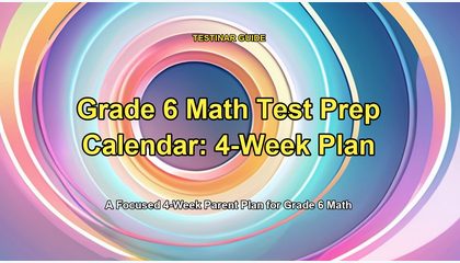 Grade 6 Math Test Prep Calendar: 4-Week Plan