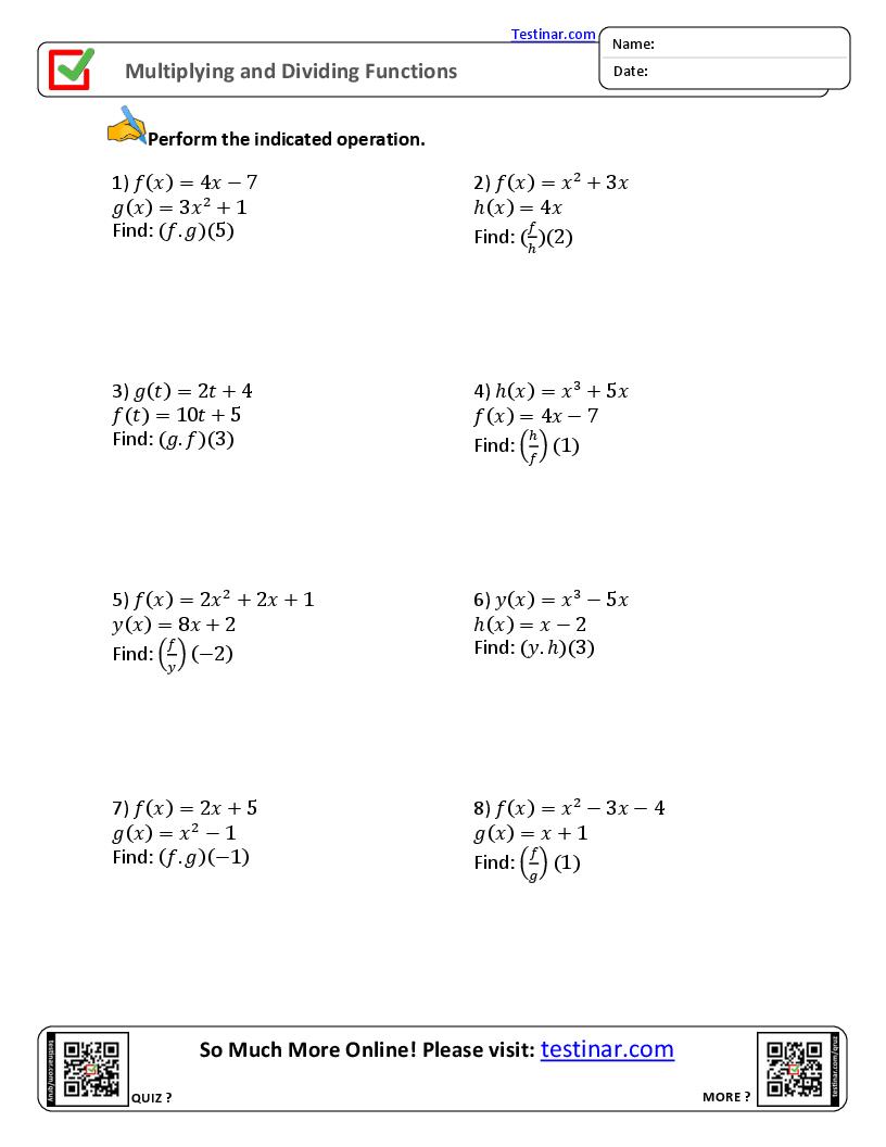 Multiplying and Dividing Functions