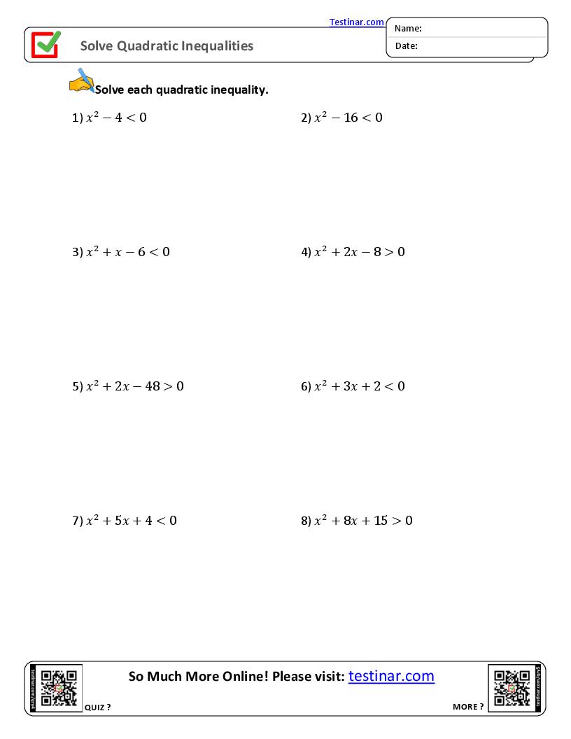 Solve Quadratic Inequalities