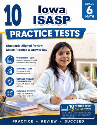 The Iowa ISASP Grade 6 Math Practice Tests Bundle workbook image for standards-aligned Iowa ISASP Grade 6 Math practice