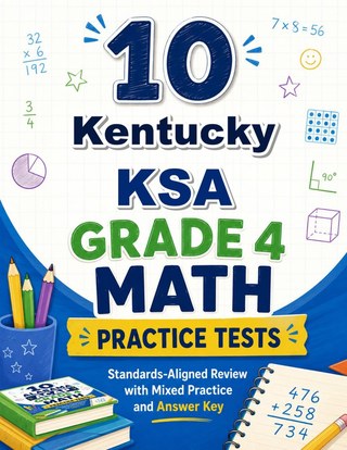The Kentucky KSA Grade 4 Math Practice Tests Bundle workbook image for standards-aligned Kentucky KSA Grade 4 Math practice