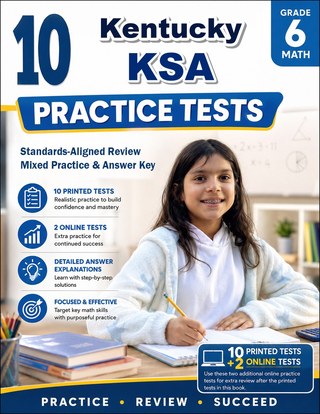 The Kentucky KSA Grade 6 Math Practice Tests Bundle workbook image for standards-aligned Kentucky KSA Grade 6 Math practice