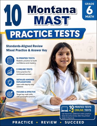 The Montana MAST Grade 6 Math Practice Tests Bundle workbook image for standards-aligned Montana MAST Grade 6 Math practice