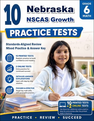 The Nebraska NSCAS Growth Grade 6 Math Practice Tests Bundle workbook image for standards-aligned Nebraska NSCAS Growth Grade 6 Math practice