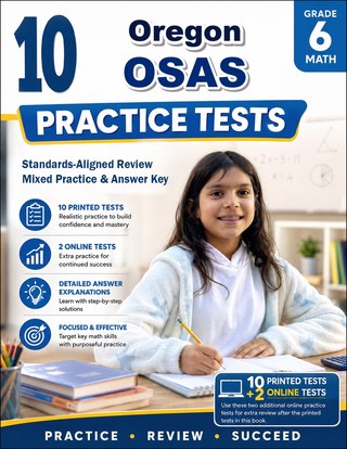The Oregon OSAS Grade 6 Math Practice Tests Bundle workbook image for standards-aligned Oregon OSAS Grade 6 Math practice