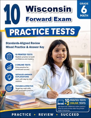 The Wisconsin Forward Exam Grade 6 Math Practice Tests Bundle workbook image for standards-aligned Wisconsin Forward Exam Grade 6 Math practice