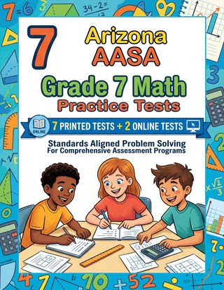 The Arizona AASA Grade 7 Math Practice Tests Bundle workbook image for standards-aligned Arizona AASA Grade 7 Math practice