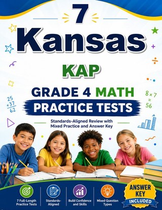 The Kansas KAP Grade 4 Math Practice Tests Bundle workbook image for standards-aligned Kansas KAP Grade 4 Math practice