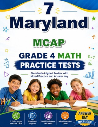 The Maryland MCAP Grade 4 Math Practice Tests Bundle workbook image for standards-aligned Maryland MCAP Grade 4 Math practice