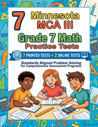 The Minnesota MCA III Grade 7 Math Practice Tests Bundle workbook image for standards-aligned Minnesota MCA III Grade 7 Math practice