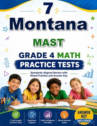 The Montana MAST Grade 4 Math Practice Tests Bundle workbook image for standards-aligned Montana MAST Grade 4 Math practice