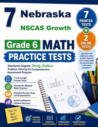 The Nebraska NSCAS Growth Grade 6 Math Practice Tests Bundle workbook image for standards-aligned Nebraska NSCAS Growth Grade 6 Math practice
