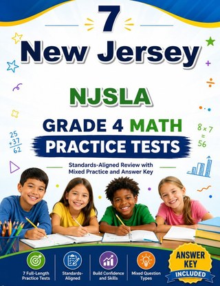 The New Jersey NJSLA Grade 4 Math Practice Tests Bundle workbook image for standards-aligned New Jersey NJSLA Grade 4 Math practice