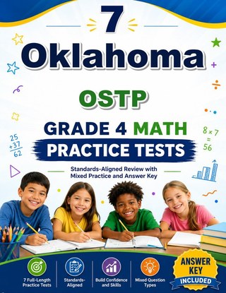 The Oklahoma OSTP Grade 4 Math Practice Tests Bundle workbook image for standards-aligned Oklahoma OSTP Grade 4 Math practice