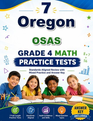 The Oregon OSAS Grade 4 Math Practice Tests Bundle workbook image for standards-aligned Oregon OSAS Grade 4 Math practice