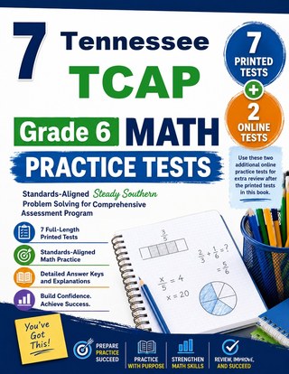 The Tennessee TCAP Grade 6 Math Practice Tests Bundle workbook image for standards-aligned Tennessee TCAP Grade 6 Math practice