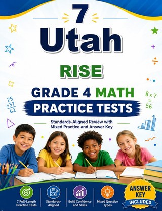 The Utah RISE Grade 4 Math Practice Tests Bundle workbook image for standards-aligned Utah RISE Grade 4 Math practice