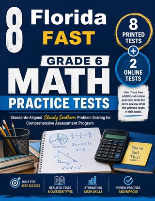 The Florida FAST Grade 6 Math Practice Tests Bundle workbook image for standards-aligned Florida FAST Grade 6 Math practice