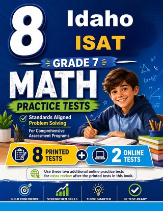 The Idaho ISAT Grade 7 Math Practice Tests Bundle workbook image for standards-aligned Idaho ISAT Grade 7 Math practice