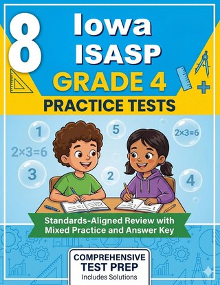 The Iowa ISASP Grade 4 Math Practice Tests Bundle workbook image for standards-aligned Iowa ISASP Grade 4 Math practice