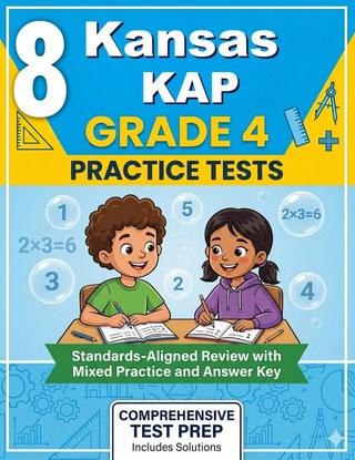 The Kansas KAP Grade 4 Math Practice Tests Bundle workbook image for standards-aligned Kansas KAP Grade 4 Math practice
