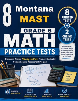 The Montana MAST Grade 6 Math Practice Tests Bundle workbook image for standards-aligned Montana MAST Grade 6 Math practice