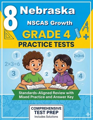 The Nebraska NSCAS Growth Grade 4 Math Practice Tests Bundle workbook image for standards-aligned Nebraska NSCAS Growth Grade 4 Math practice