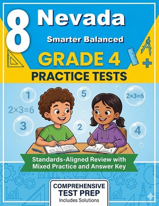 The Nevada Smarter Balanced Grade 4 Math Practice Tests Bundle workbook image for standards-aligned Nevada Smarter Balanced Grade 4 Math practice