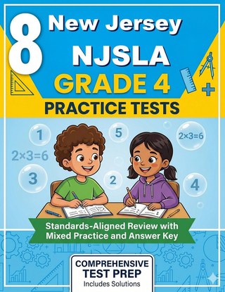 The New Jersey NJSLA Grade 4 Math Practice Tests Bundle workbook image for standards-aligned New Jersey NJSLA Grade 4 Math practice