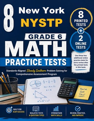 The New York NYSTP Grade 6 Math Practice Tests Bundle workbook image for standards-aligned New York NYSTP Grade 6 Math practice