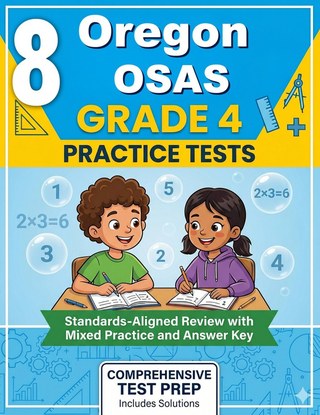 The Oregon OSAS Grade 4 Math Practice Tests Bundle workbook image for standards-aligned Oregon OSAS Grade 4 Math practice