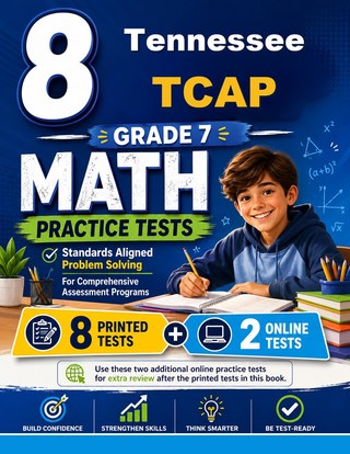 The Tennessee TCAP Grade 7 Math Practice Tests Bundle workbook image for standards-aligned Tennessee TCAP Grade 7 Math practice