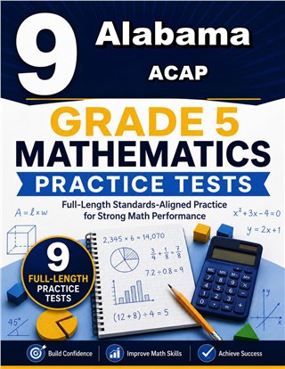 The Alabama ACAP Grade 5 Math Practice Tests Bundle workbook image for standards-aligned Alabama ACAP Grade 5 Math practice