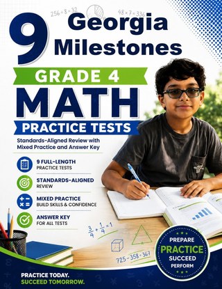 The Georgia Milestones Grade 4 Math Practice Tests Bundle workbook image for standards-aligned Georgia Milestones Grade 4 Math practice