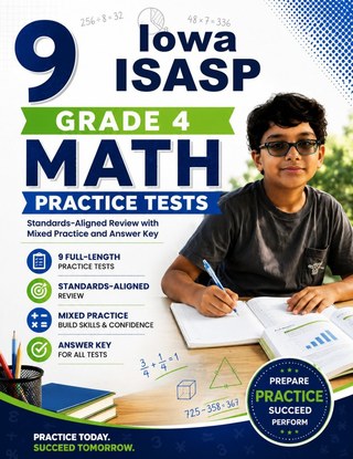 The Iowa ISASP Grade 4 Math Practice Tests Bundle workbook image for standards-aligned Iowa ISASP Grade 4 Math practice
