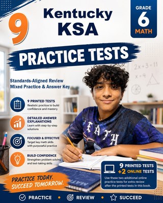 The Kentucky KSA Grade 6 Math Practice Tests Bundle workbook image for standards-aligned Kentucky KSA Grade 6 Math practice