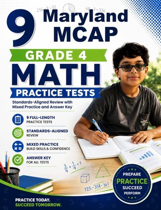 The Maryland MCAP Grade 4 Math Practice Tests Bundle workbook image for standards-aligned Maryland MCAP Grade 4 Math practice