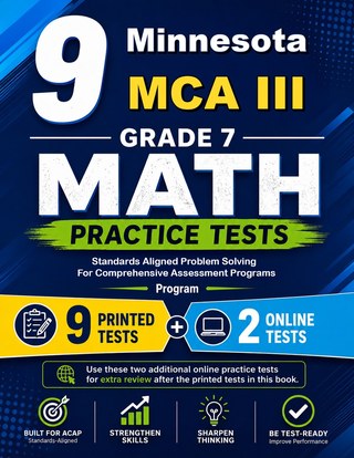 The Minnesota MCA III Grade 7 Math Practice Tests Bundle workbook image for standards-aligned Minnesota MCA III Grade 7 Math practice