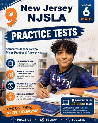 The New Jersey NJSLA Grade 6 Math Practice Tests Bundle workbook image for standards-aligned New Jersey NJSLA Grade 6 Math practice