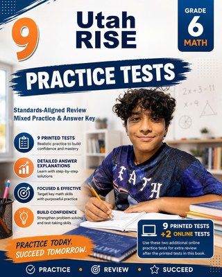 The Utah RISE Grade 6 Math Practice Tests Bundle workbook image for standards-aligned Utah RISE Grade 6 Math practice