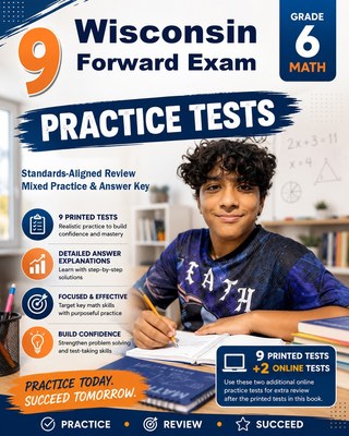 The Wisconsin Forward Exam Grade 6 Math Practice Tests Bundle workbook image for standards-aligned Wisconsin Forward Exam Grade 6 Math practice