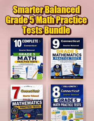 Connecticut Smarter Balanced Grade 5 Math Practice Tests Bundle cover