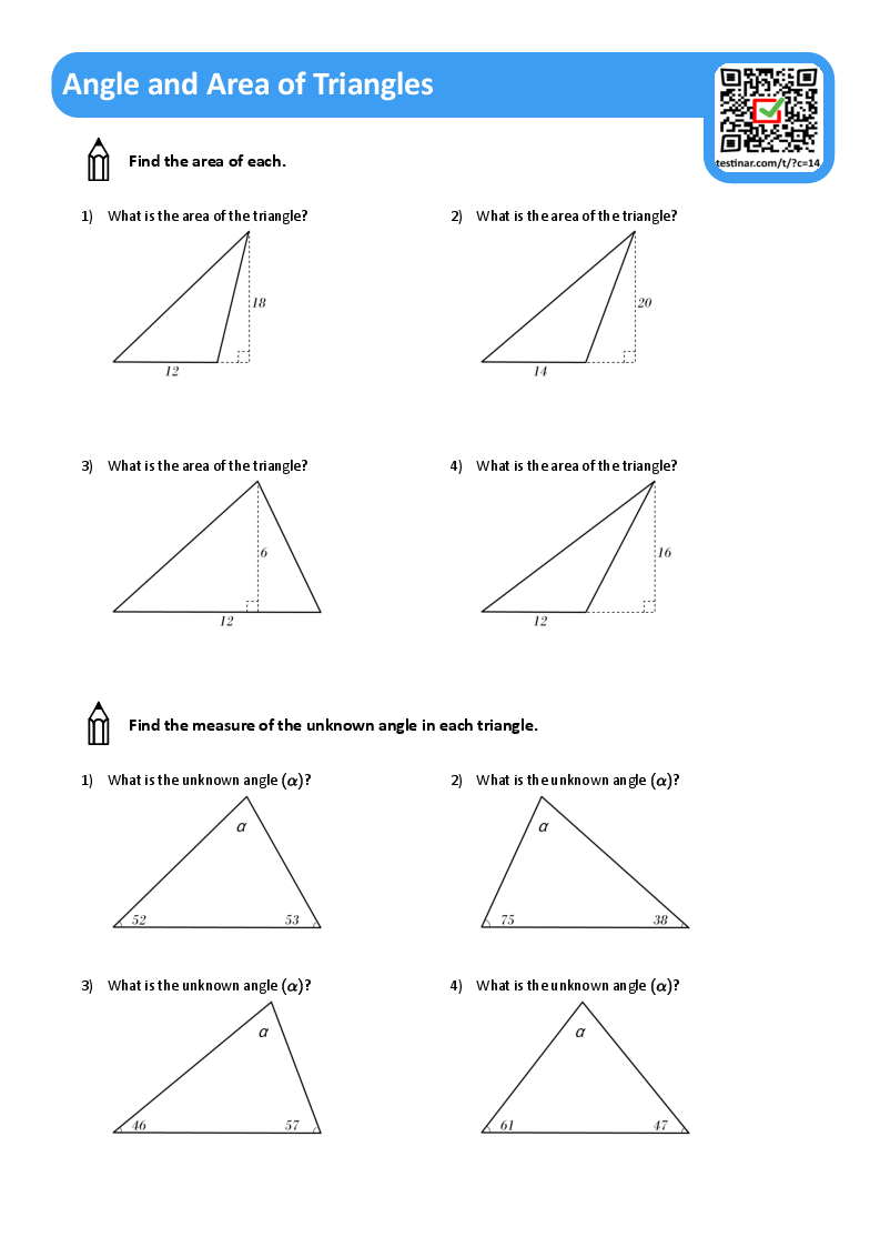 Angle and Area of Triangles