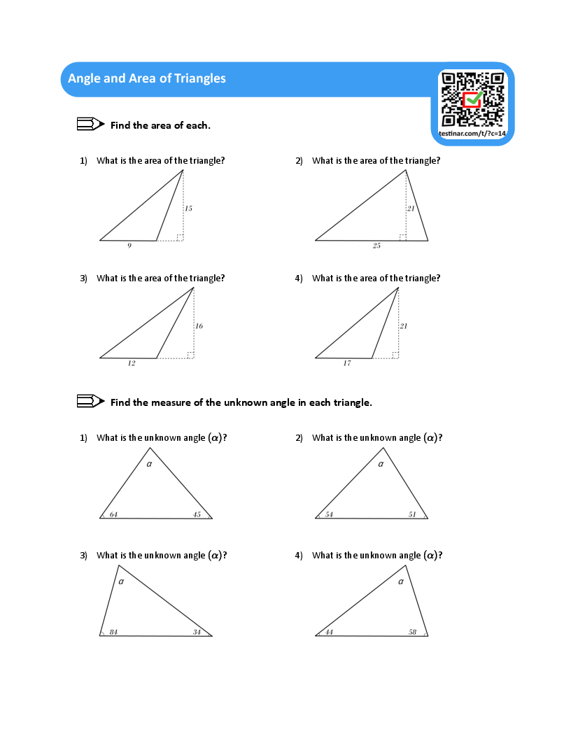 Angle and Area of Triangles
