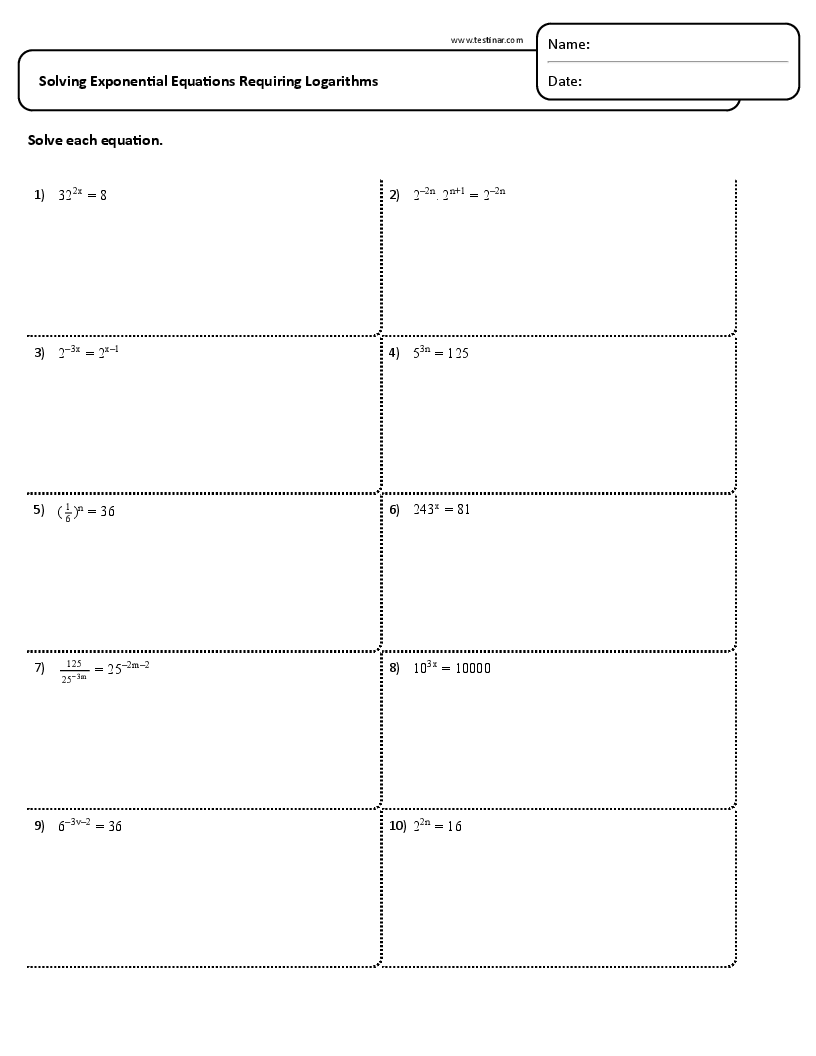 Solving Exponential Equations Requiring Logarithms