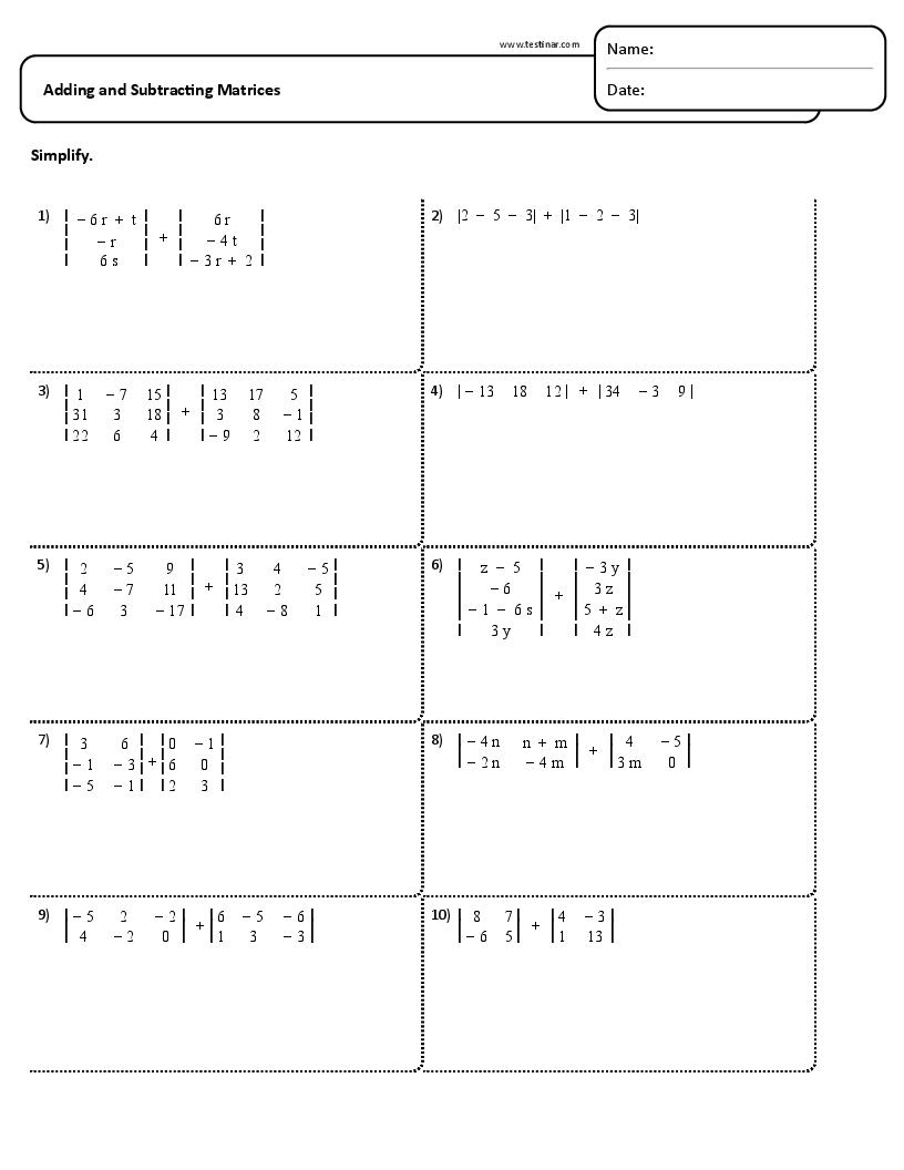 Adding and Subtracting Matrices